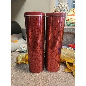 2 Red Stockmeyer Shortbread Cookies Holiday Tins Collectible‎ Storage Christmas